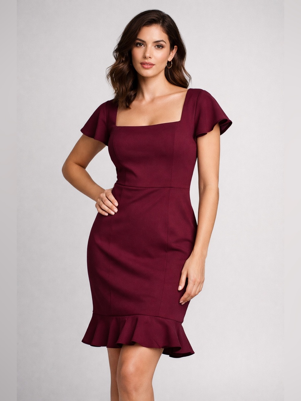 Banana Republic Burgundy Fit & Flare Dress Size 12 dress wedding guest